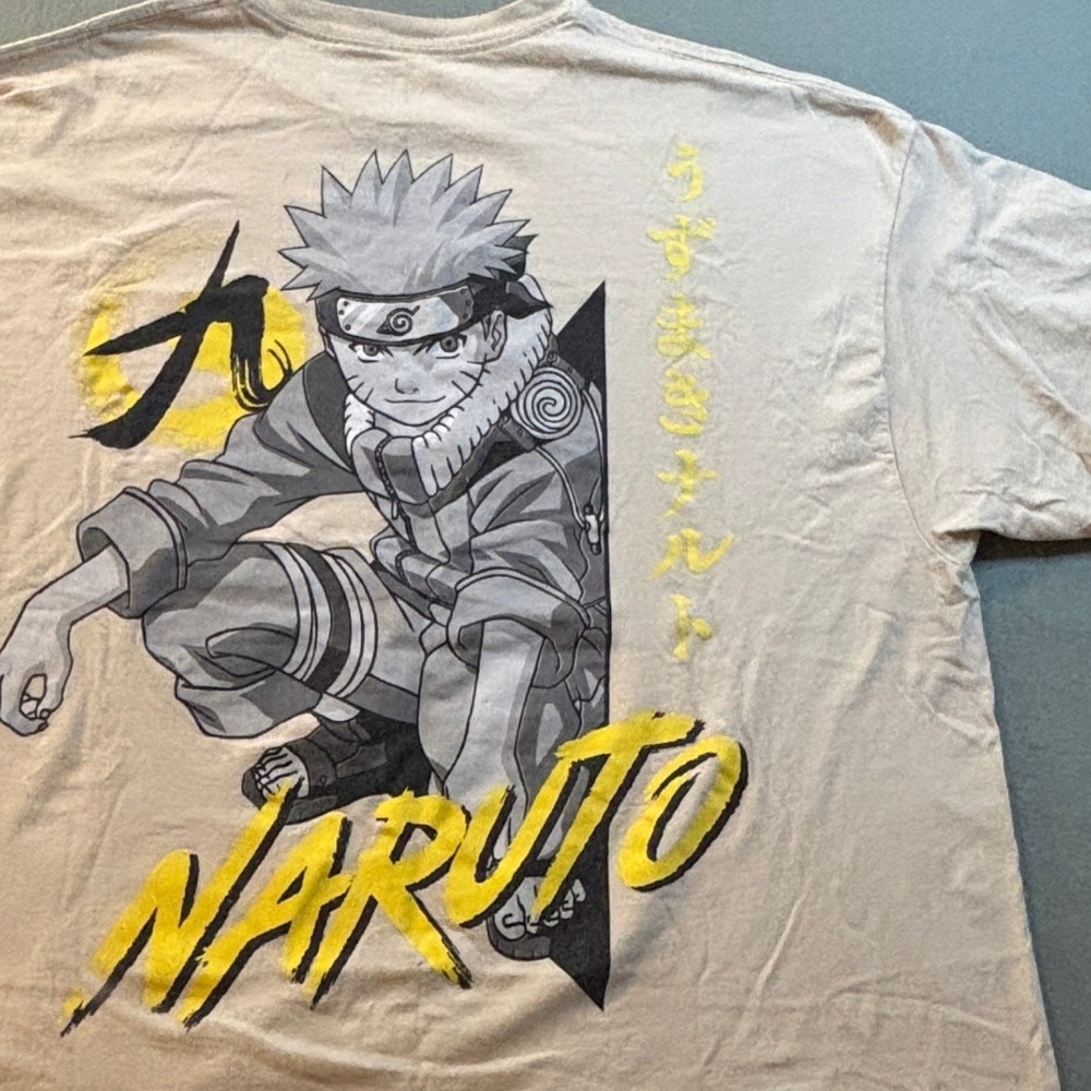 Naruto Shippuden Graphic T Shirt Mens 2X Tan Anime Manga Streetwear Skater